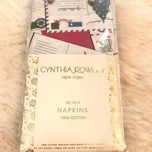 Cynthia Rowley Set of 4 Christmas Postcard Napkins